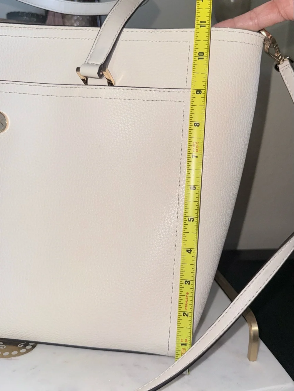 Michael Kors Ivory Pebbled Leather Shoulder and Crossbody Tote
